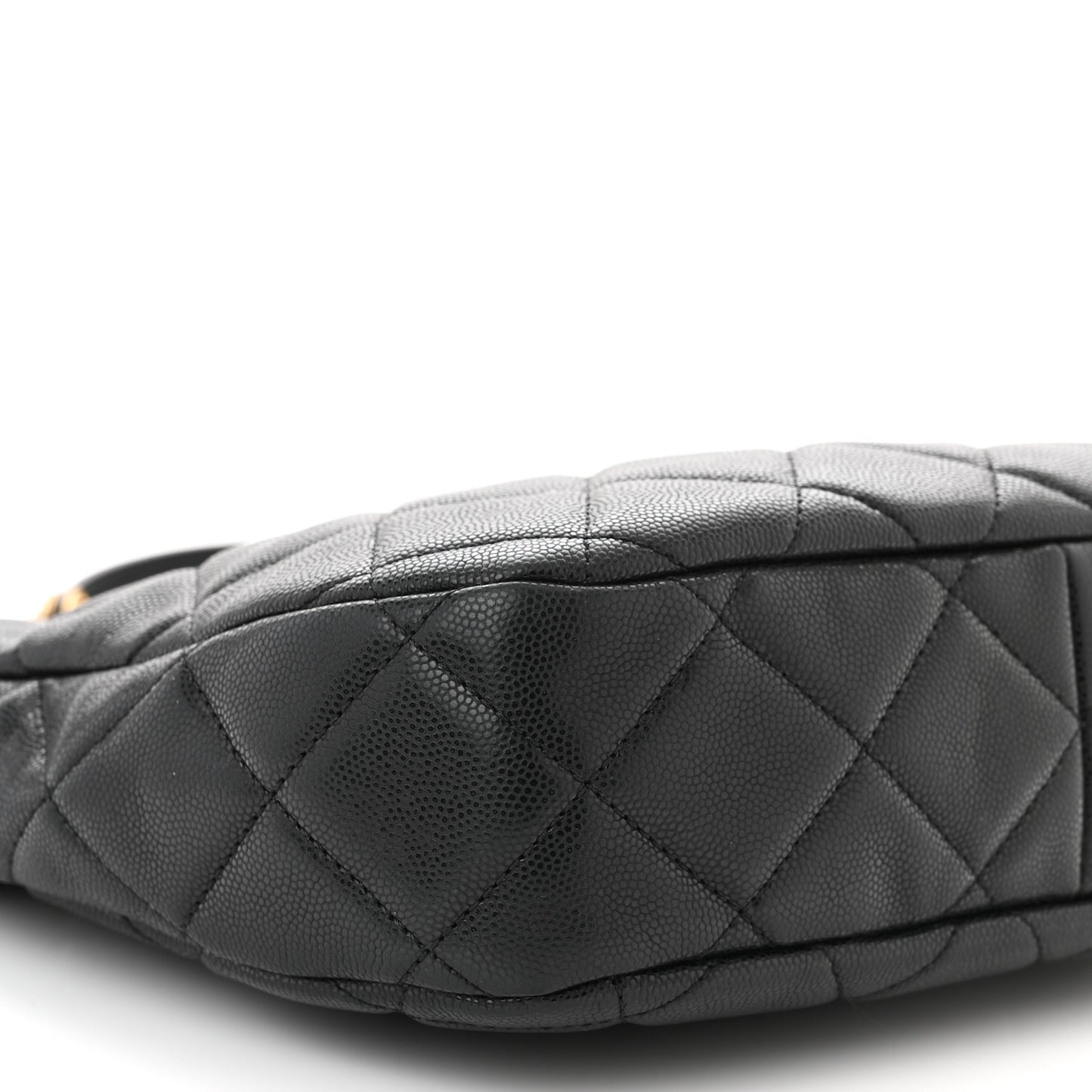 Caviar Quilted Twist Your Buttons Hobo Black