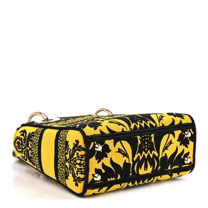 Christian Dior Canvas Petites Fleurs Embroidered Mini Lady D-Lite Black Yellow 4 of 9