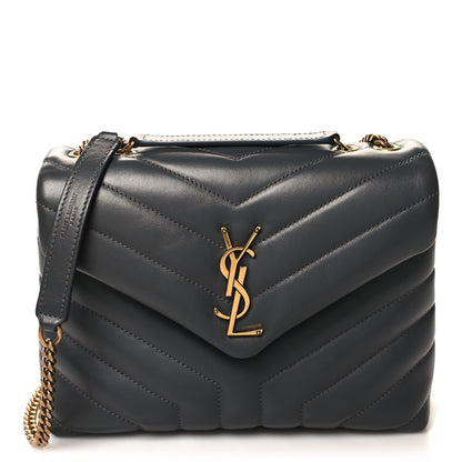 Saint Laurent Calfskin Y Quilted Monogram Small Loulou Chain Satchel Storm 1 of 10