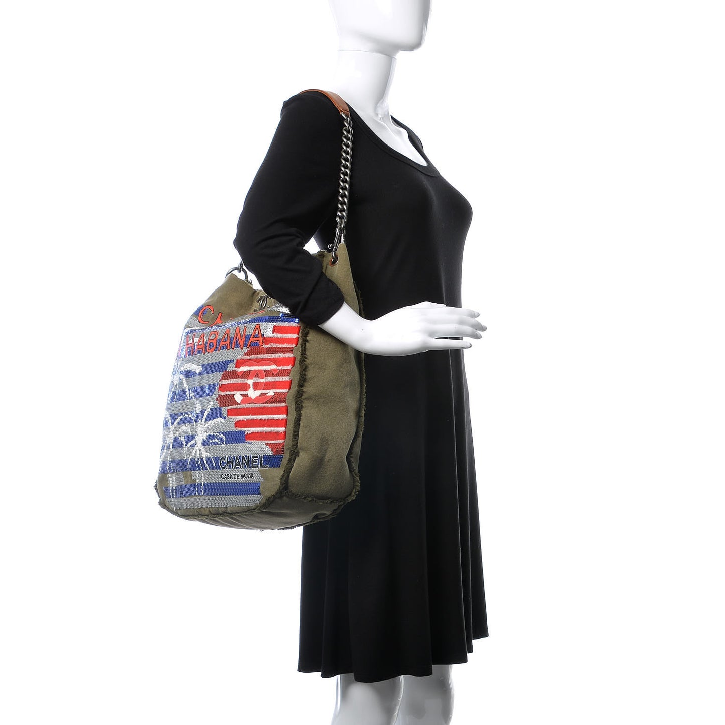 Canvas Sequins Cubano Trip Hobo Khaki