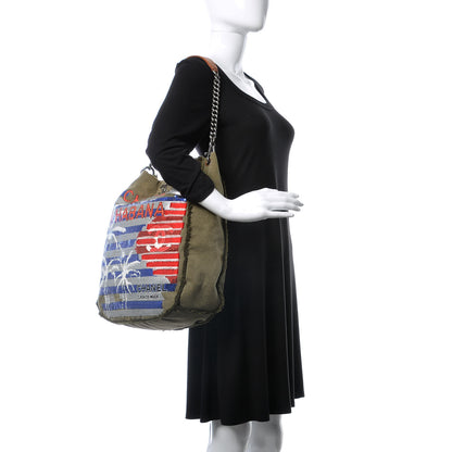 Chanel Canvas Sequins Cubano Trip Hobo Khaki 2 of 13