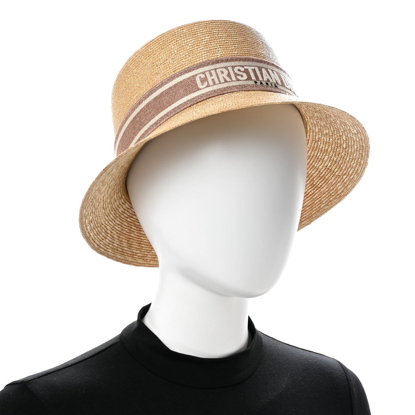 Straw Embroidered D-Bobby Large Brim Hat 57 Rose