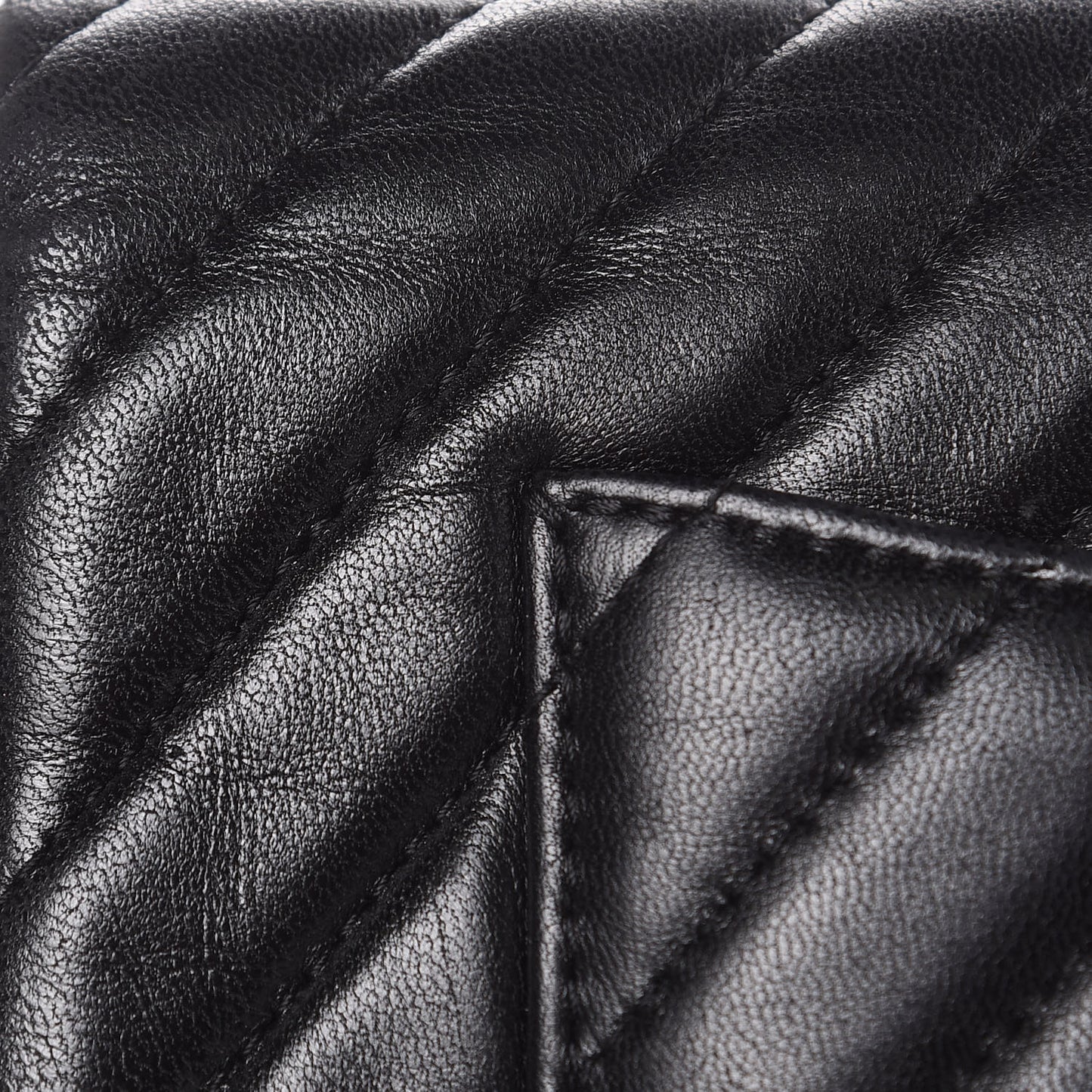 Lambskin Chevron Quilted Mini Rectangular Flap So Black