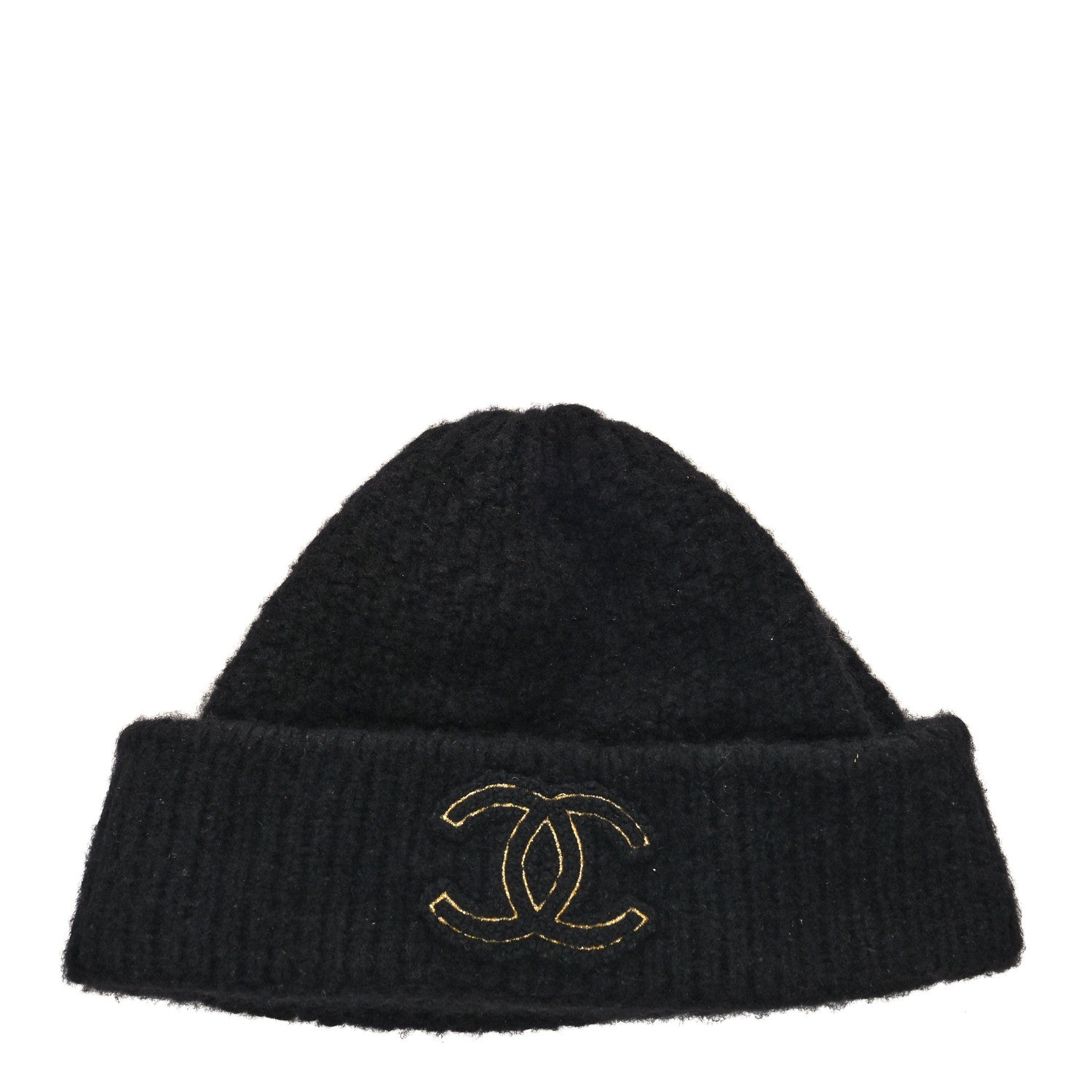 Chanel Cashmere Silk CC Beanie Hat Black 1 of 5