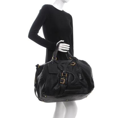 Saint Laurent Calfskin Vavin Logo Strap Duffle Bag Black 2 of 11