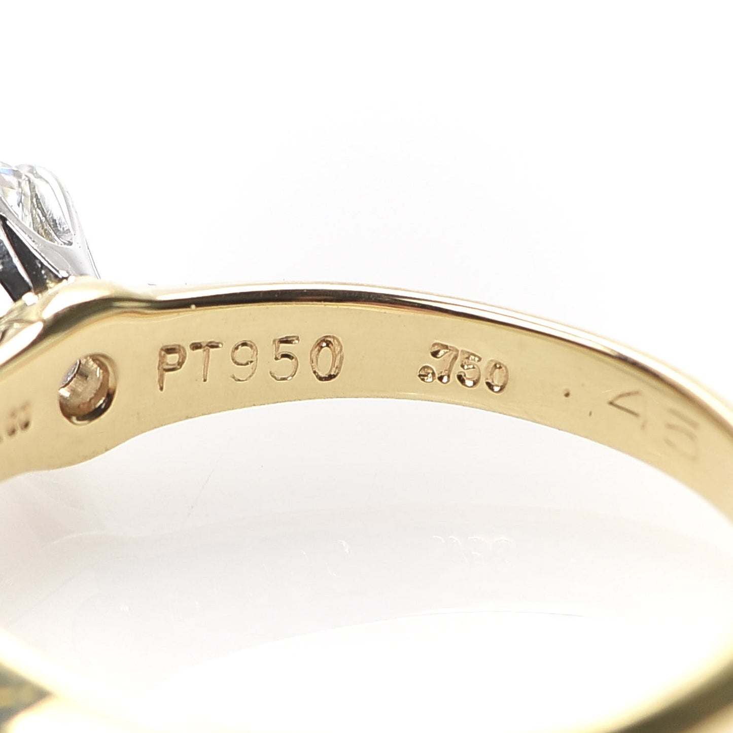 18K Yellow Gold Platinum Diamond .45ct Solitaire Engagement Ring 48 4.5