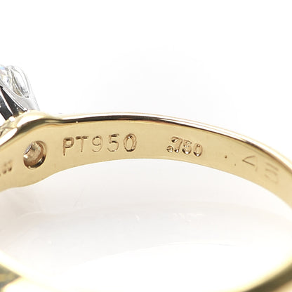 Tiffany 18K Yellow Gold Platinum Diamond .45ct Solitaire Engagement Ring 48 4.5 5 of 5