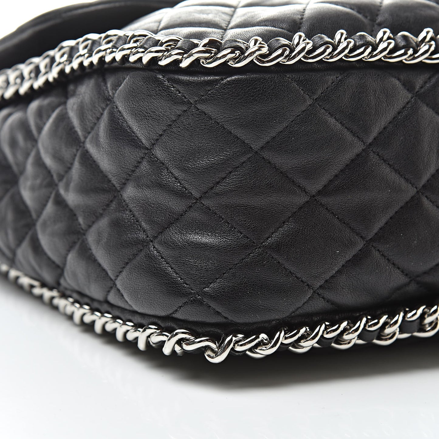 Washed Lambskin Quilted Maxi Chain Around Flap Black