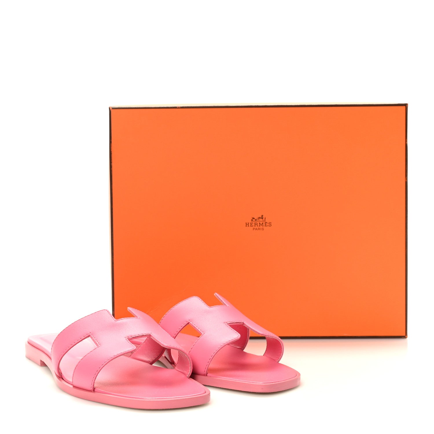Hermes Box Calfskin Oran Sandals 38 Rose Pétale 9 of 9