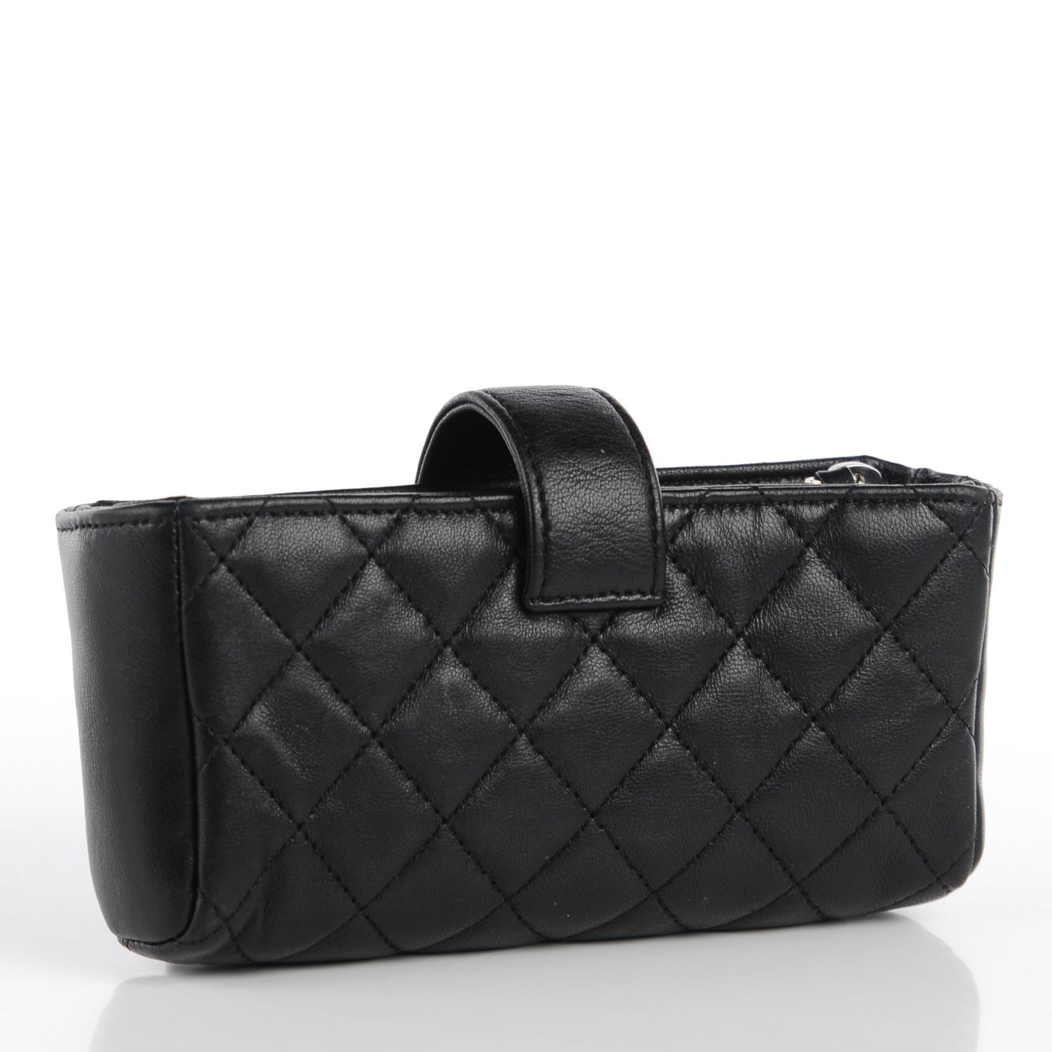 Chanel Lambskin Quilted Mini Phone Holder Clutch Black 3 of 8