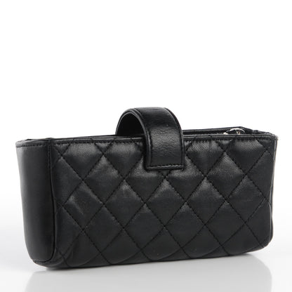 Chanel Lambskin Quilted Mini Phone Holder Clutch Black 3 of 8