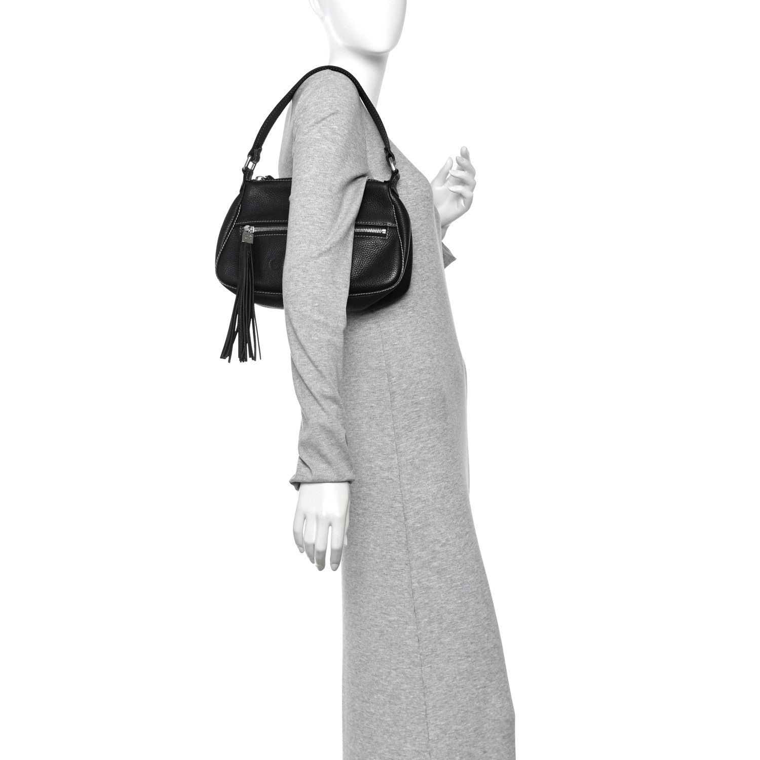 Chanel Grained Calfskin Tassel Shoulder Bag Black 2 of 11