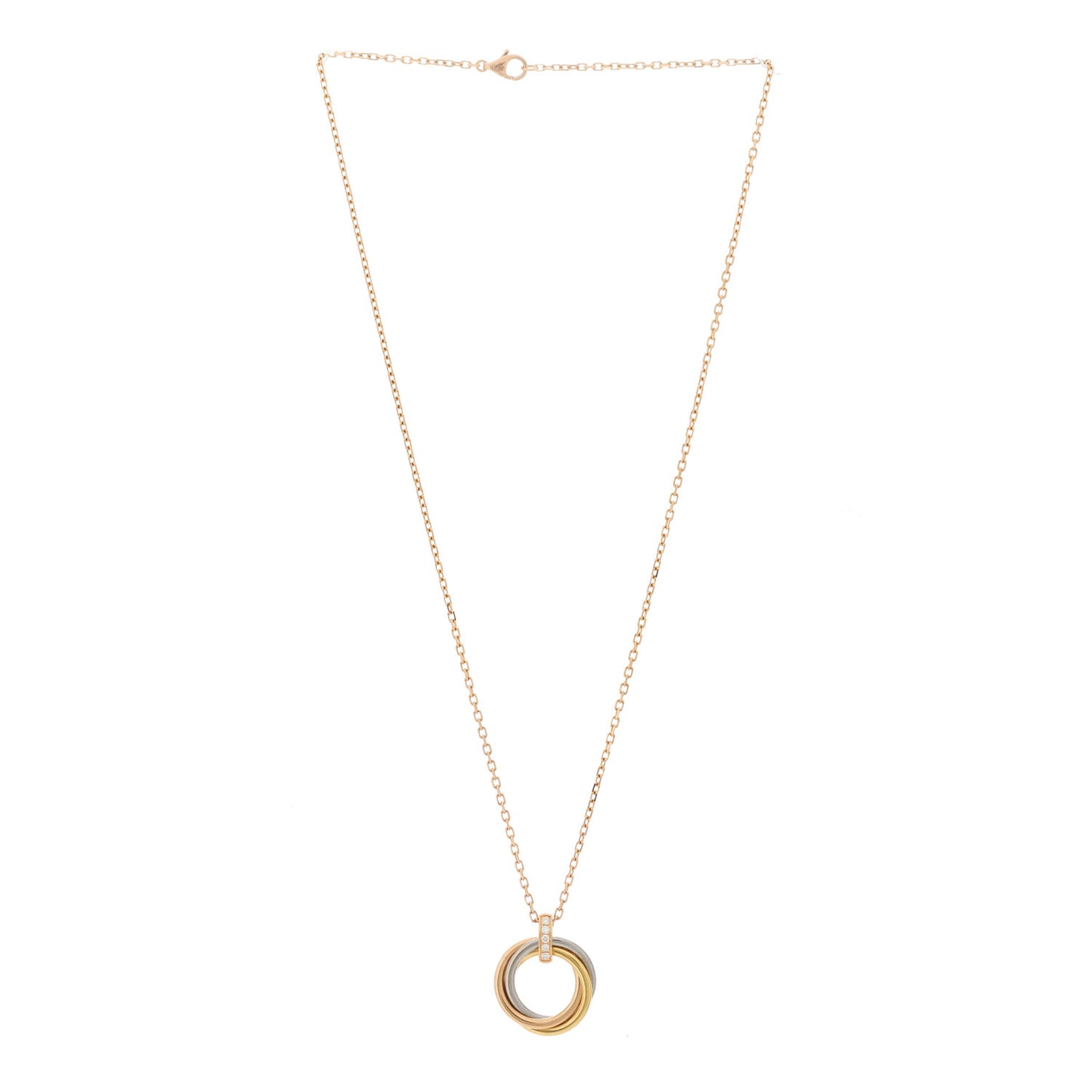 18K Pink White Yellow Gold Diamond Trinity Pendant Necklace