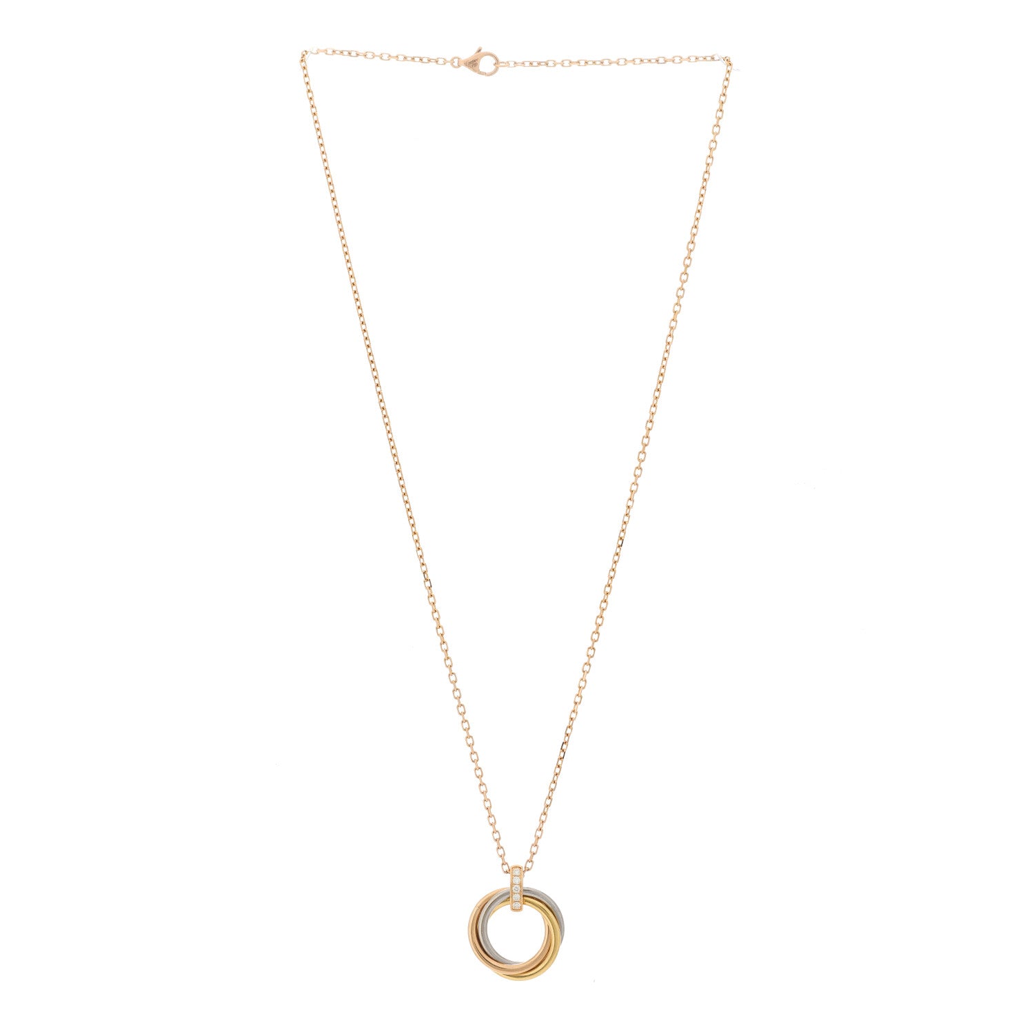 Cartier 18K Pink White Yellow Gold Diamond Trinity Pendant Necklace 2 of 7