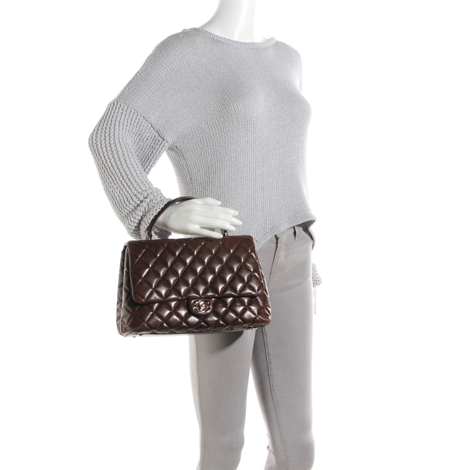 Chanel Lambskin Quilted Jumbo Kelly Flap Brown 3 of 10