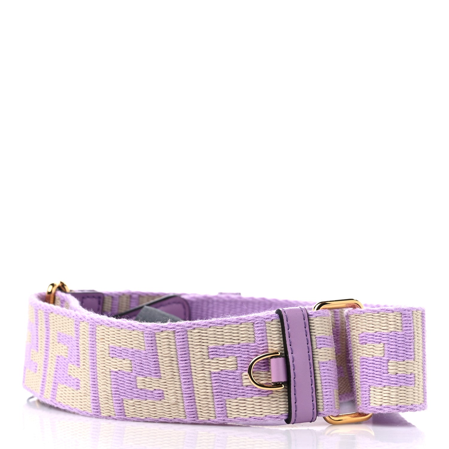 Fendi Jacquard Ribbon Vitello King FF Bi-Color Intreccio Adjustable Strap You Violetta Crema 2 of 5