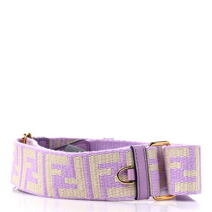 Fendi Jacquard Ribbon Vitello King FF Bi-Color Intreccio Adjustable Strap You Violetta Crema 2 of 5