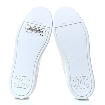 Chanel Calfskin Velvet Womens CC Sneakers 36.5 White Silver 8 of 8