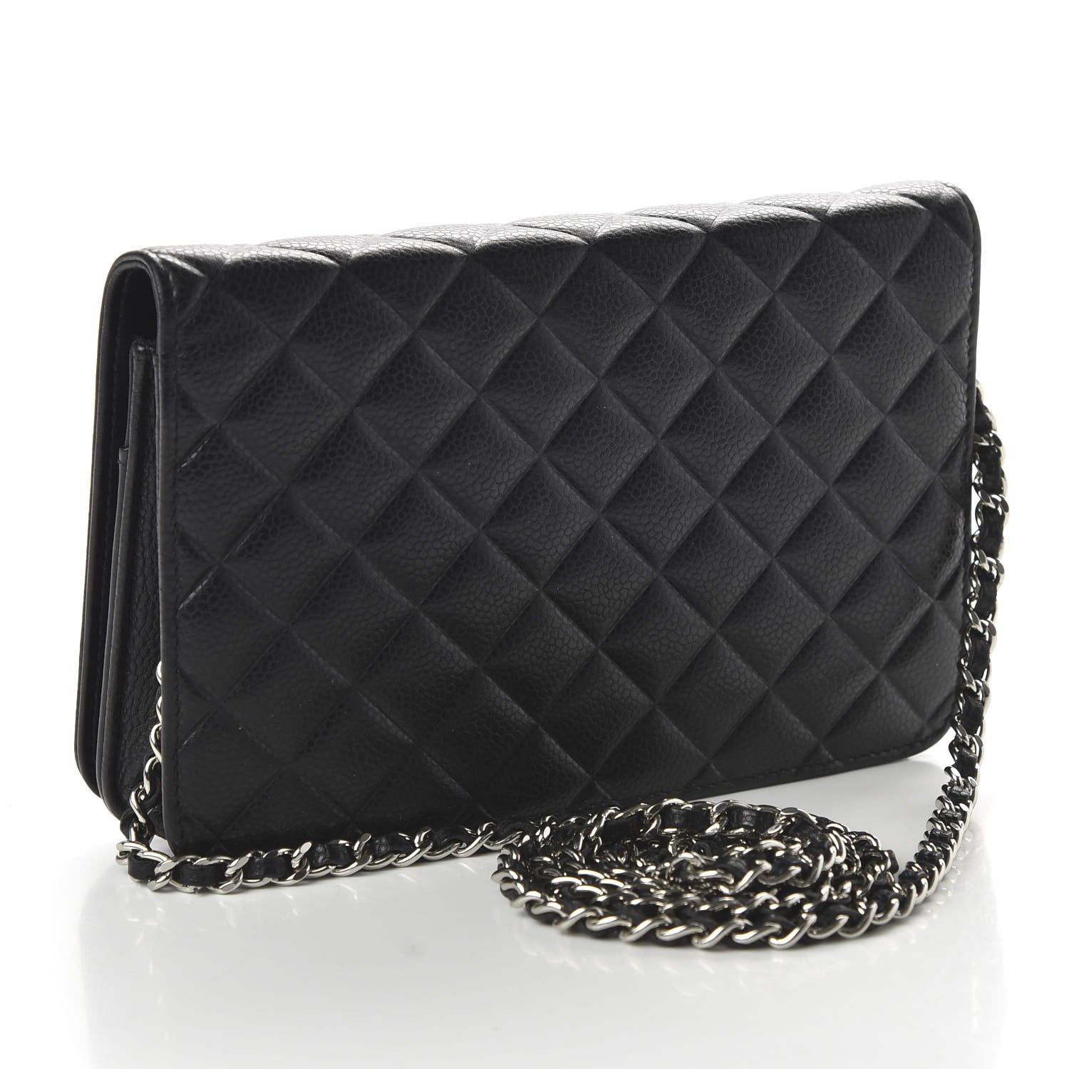 Chanel Caviar Quilted Diamond CC Wallet On Chain WOC Black 3 of 11