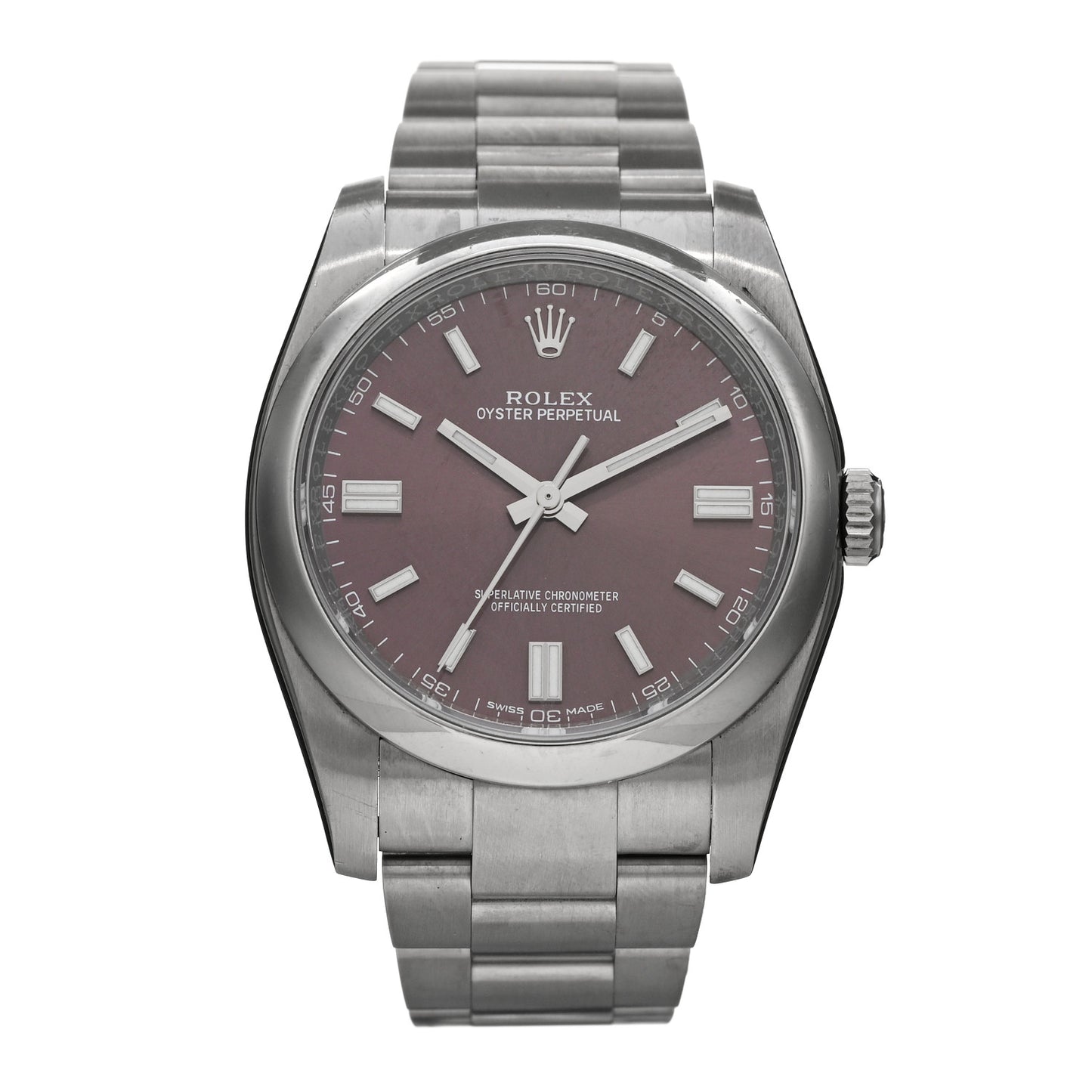Stainless Steel 36mm Oyster Perpetual Watch Red Grape 116000