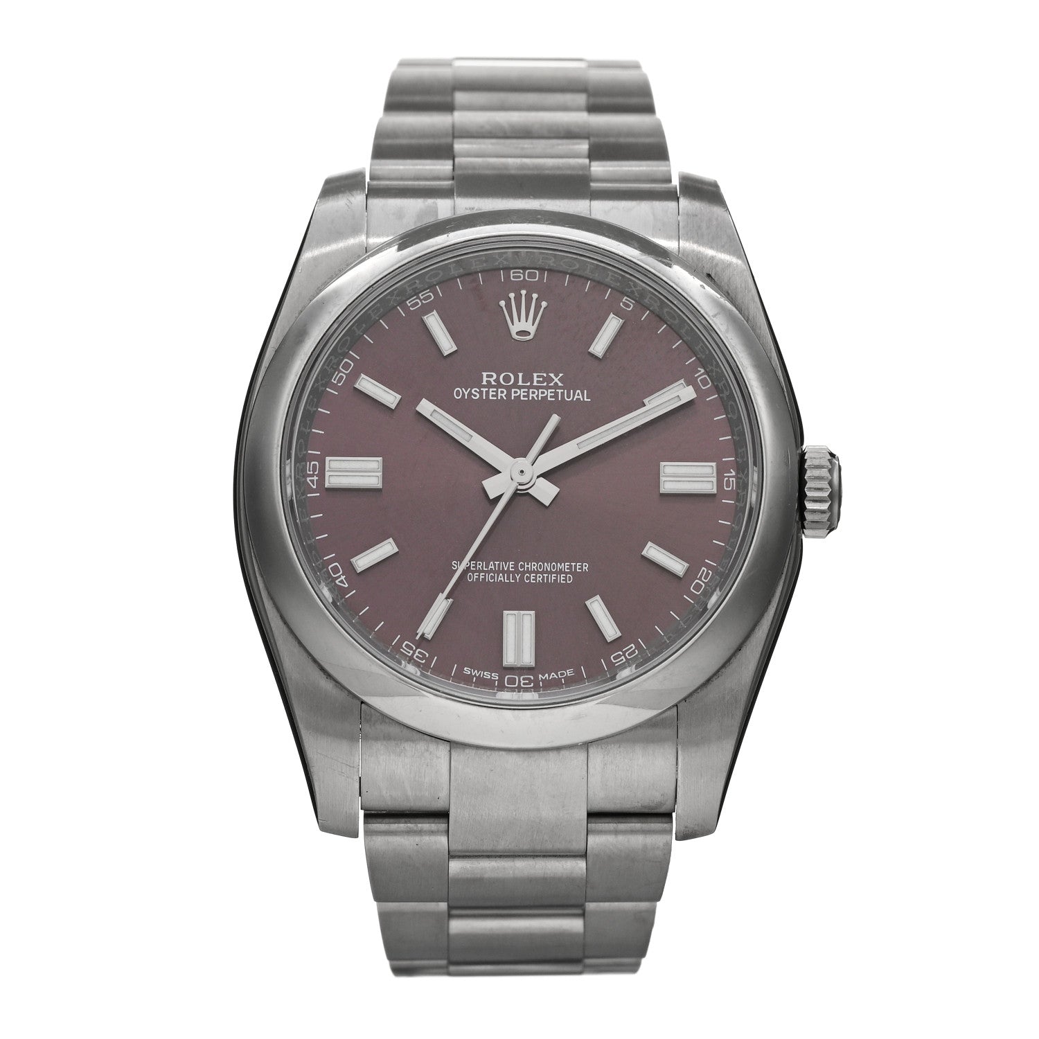 Rolex Stainless Steel 36mm Oyster Perpetual Watch Red Grape 116000 1 of 5