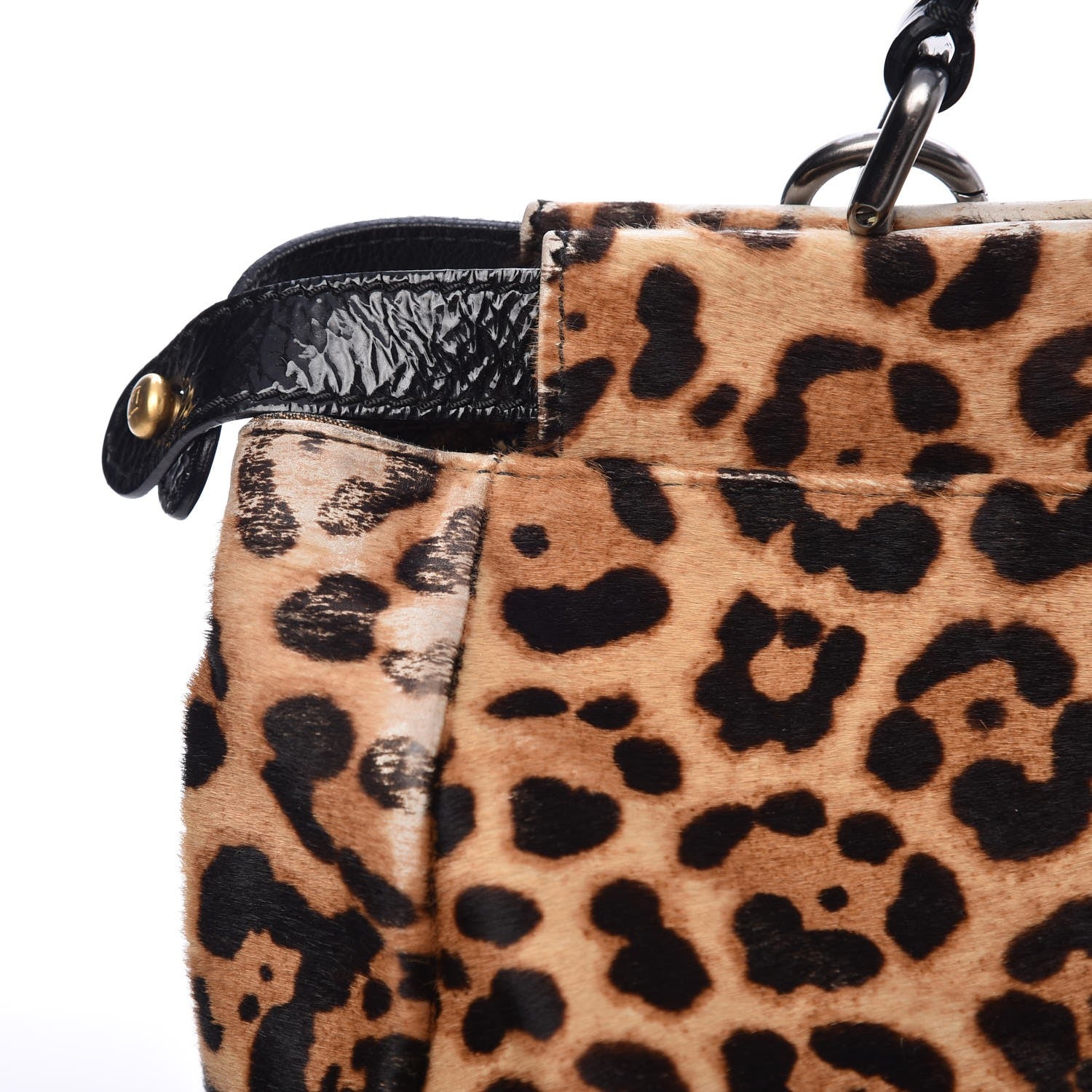 Fendi Calf Hair Leopard Print Zucca Large Peekaboo Iconic Satchel Tobacco 14 of 24
