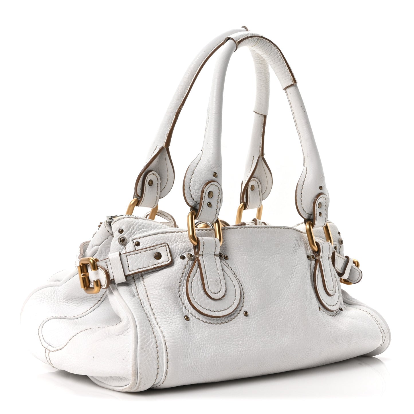 Calfskin Medium Paddington Satchel White