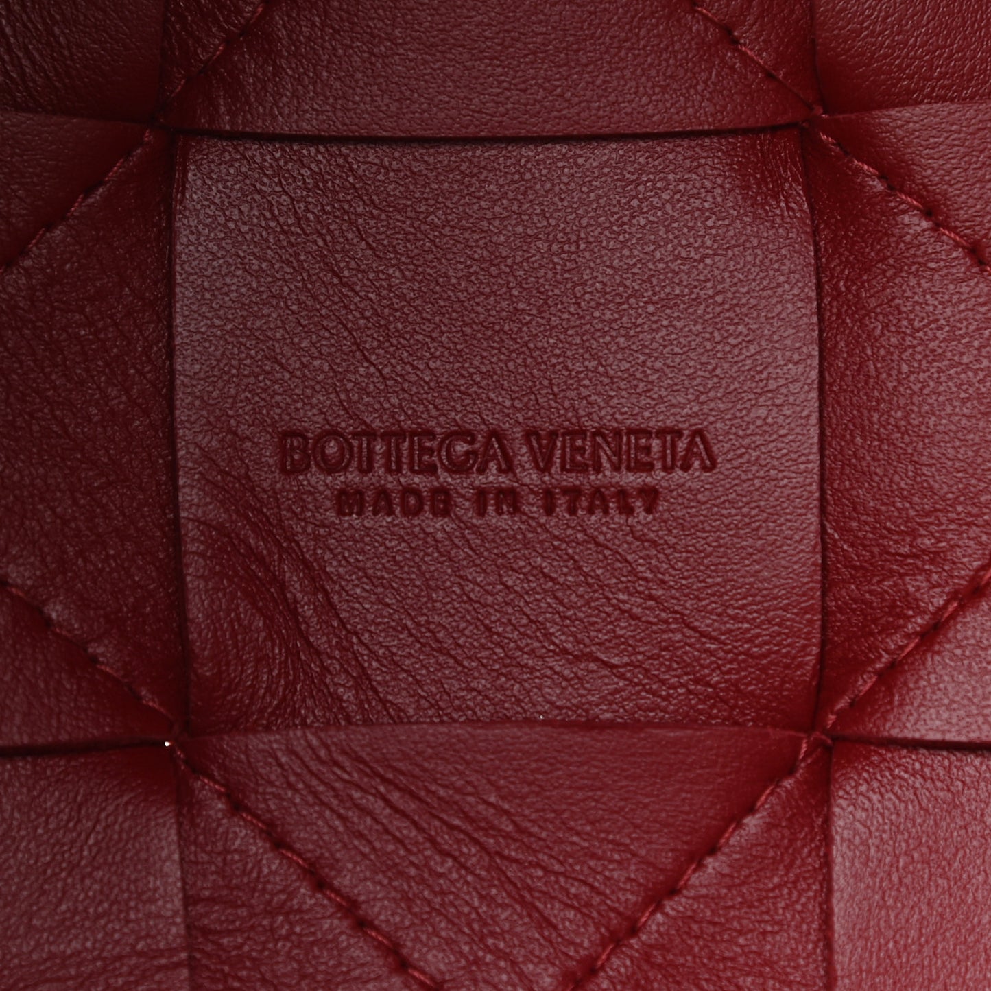 Lambskin Intreccio Small Crossbody Bucket Bag Dark Red