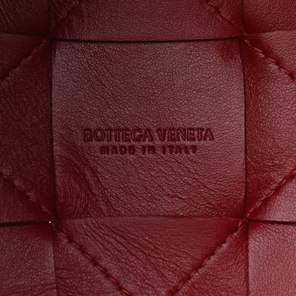 Bottega Veneta Lambskin Intreccio Small Crossbody Bucket Bag Dark Red 6 of 9