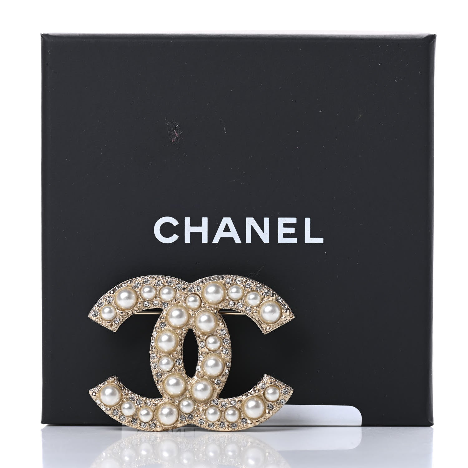Chanel Metal Crystal Graduated Pearl CC Brooch Gold 5 of 7