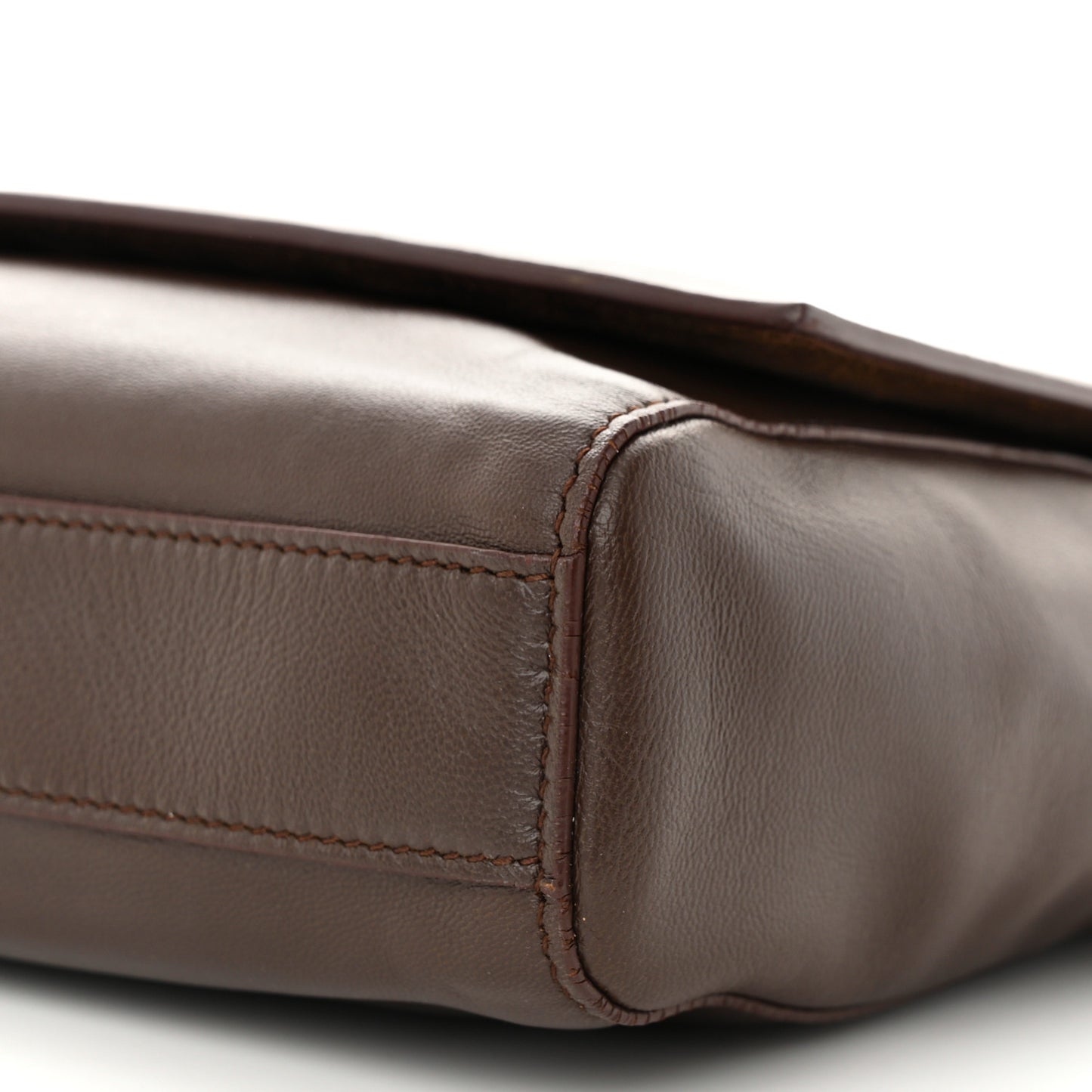 Smooth Calfskin Suede Medium Reversible Monogram Kate Satchel Military Brown