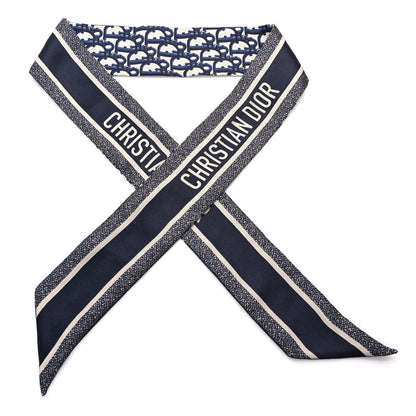 Christian Dior Silk Oblique Mitzah Scarf Blue 1 of 4