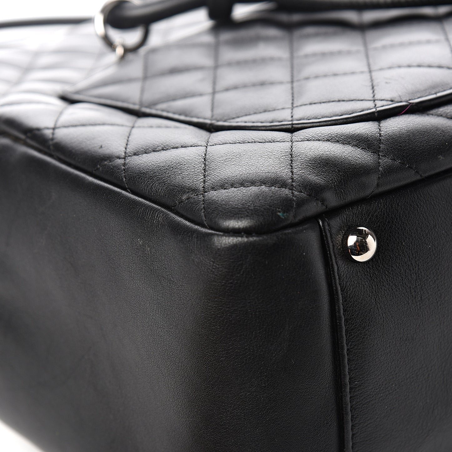 Calfskin Quilted Large Cambon Flap Black White
