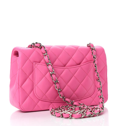 Chanel Lambskin Quilted Mini Rectangular Flap Neon Pink 3 of 11