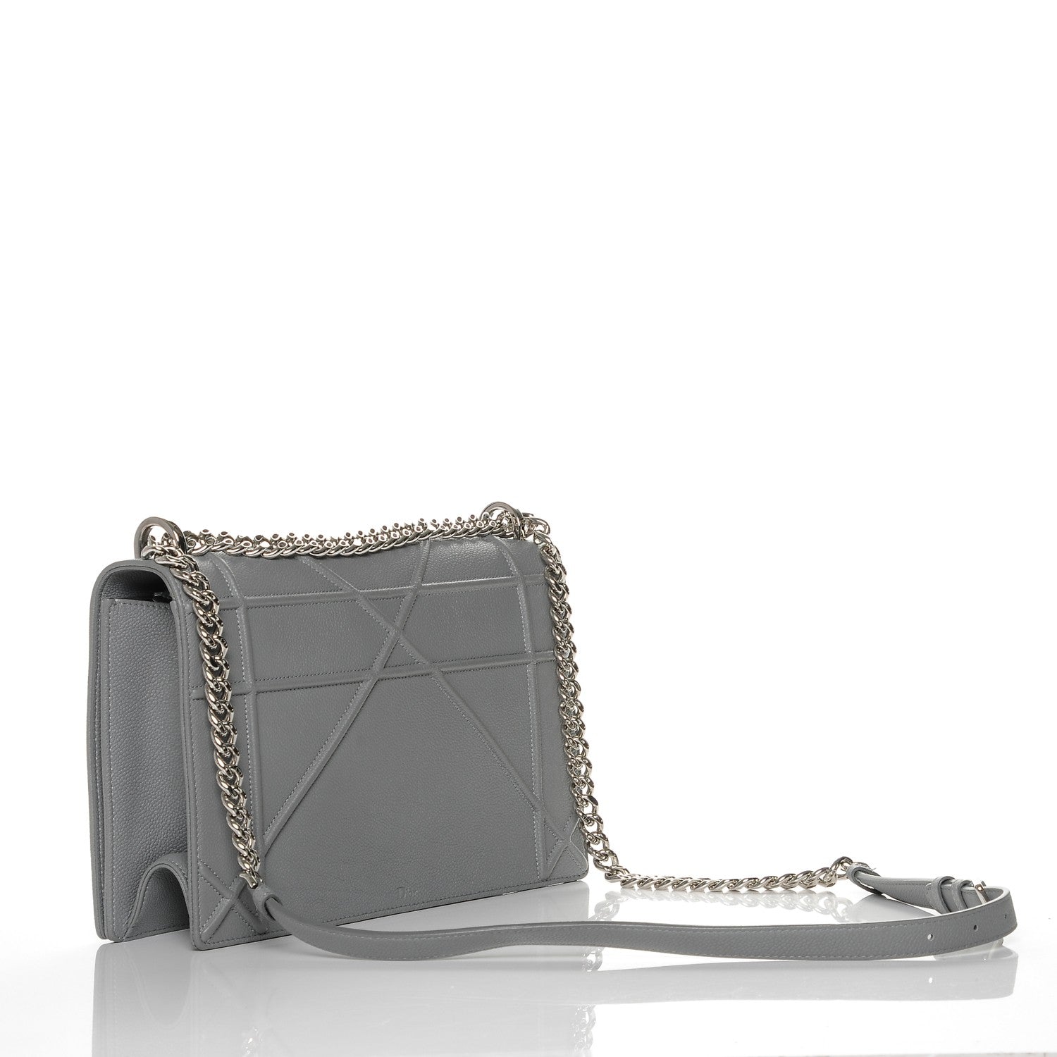 Christian Dior Grained Calfskin Large Diorama Flap Bag Grey 3 of 6
