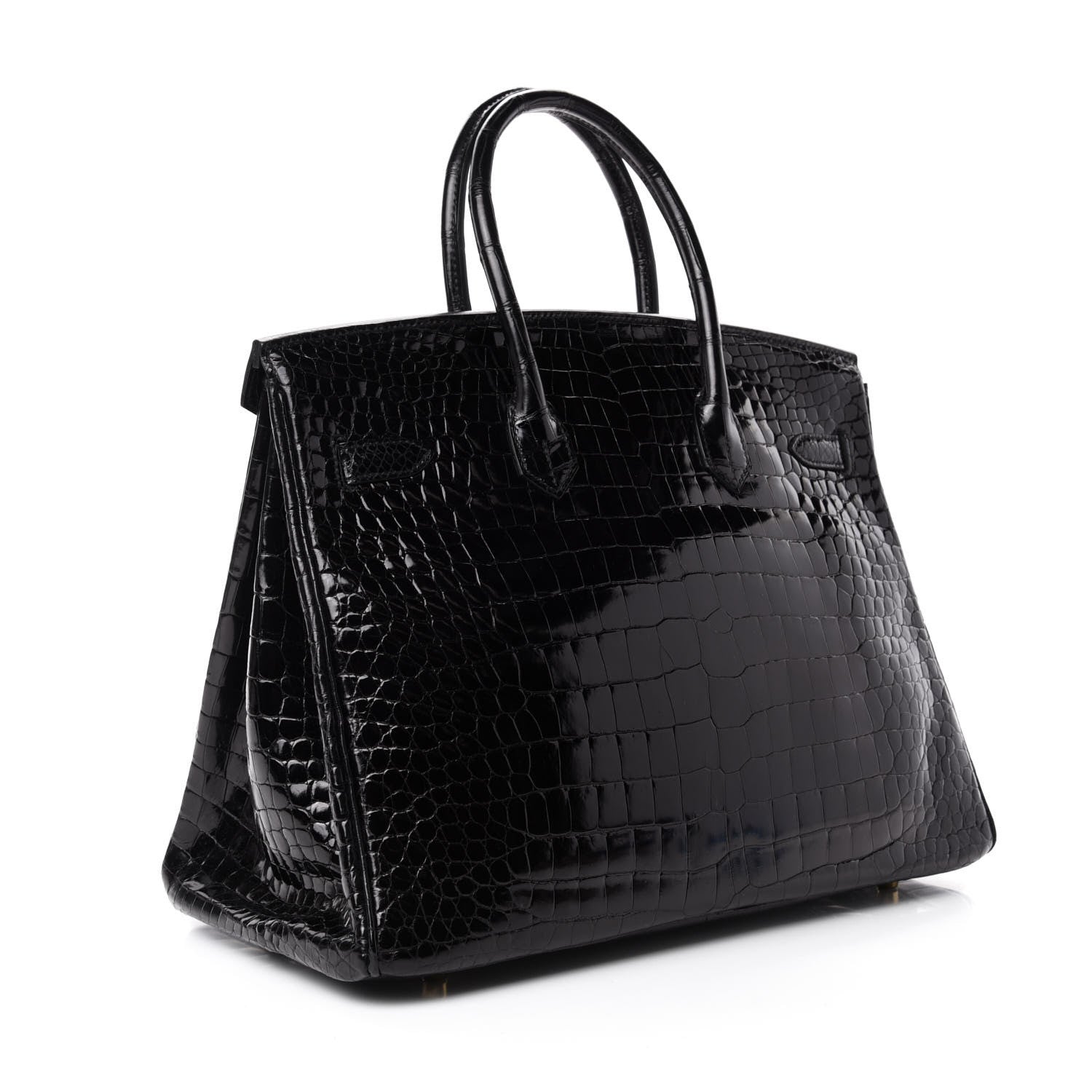 Hermes Shiny Porosus Crocodile Birkin 35 Black 3 of 34
