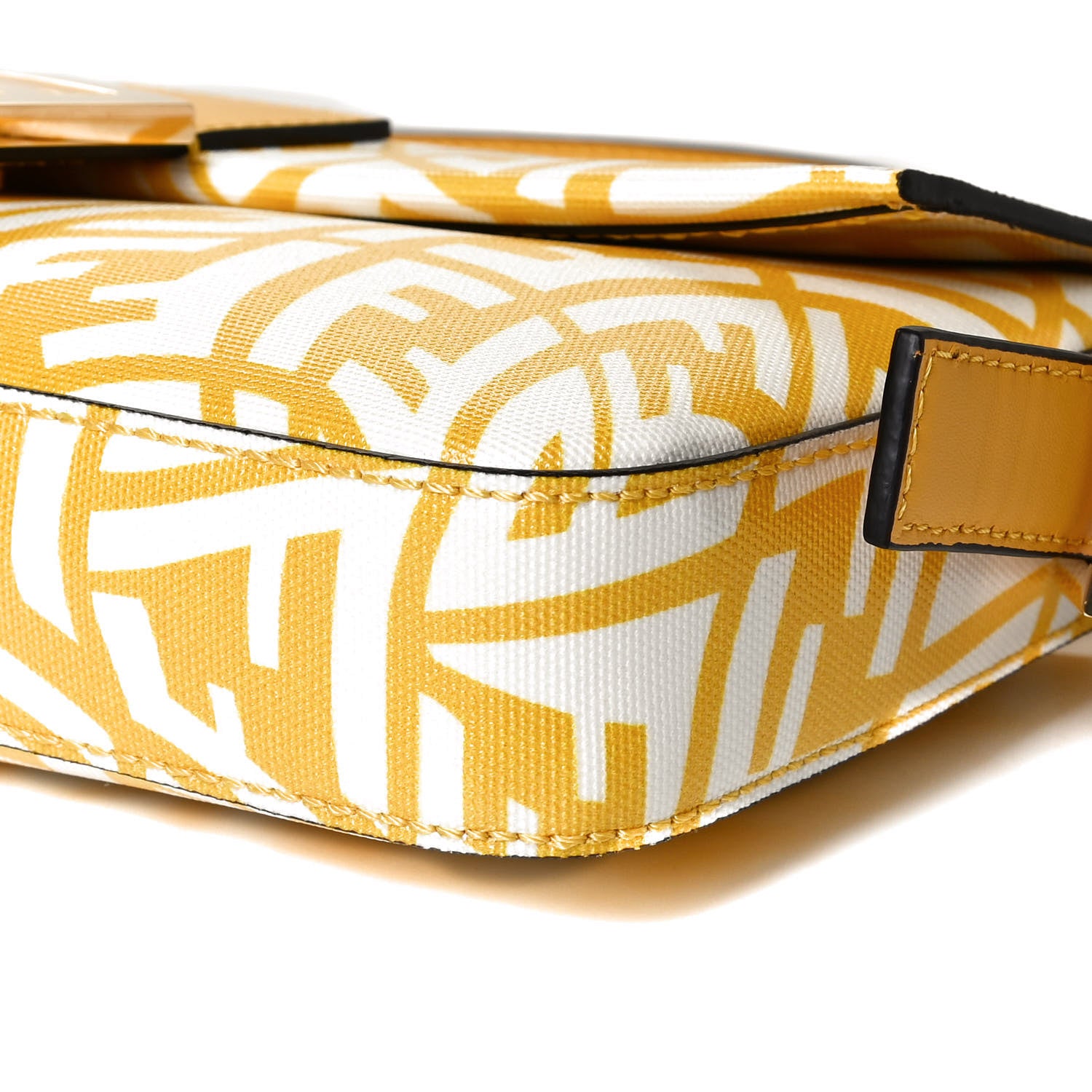 Fendi X SARAH COLEMAN Glazed Canvas Vitello King FF Vertigo Baguette 1997 Mimosa White 16 of 21