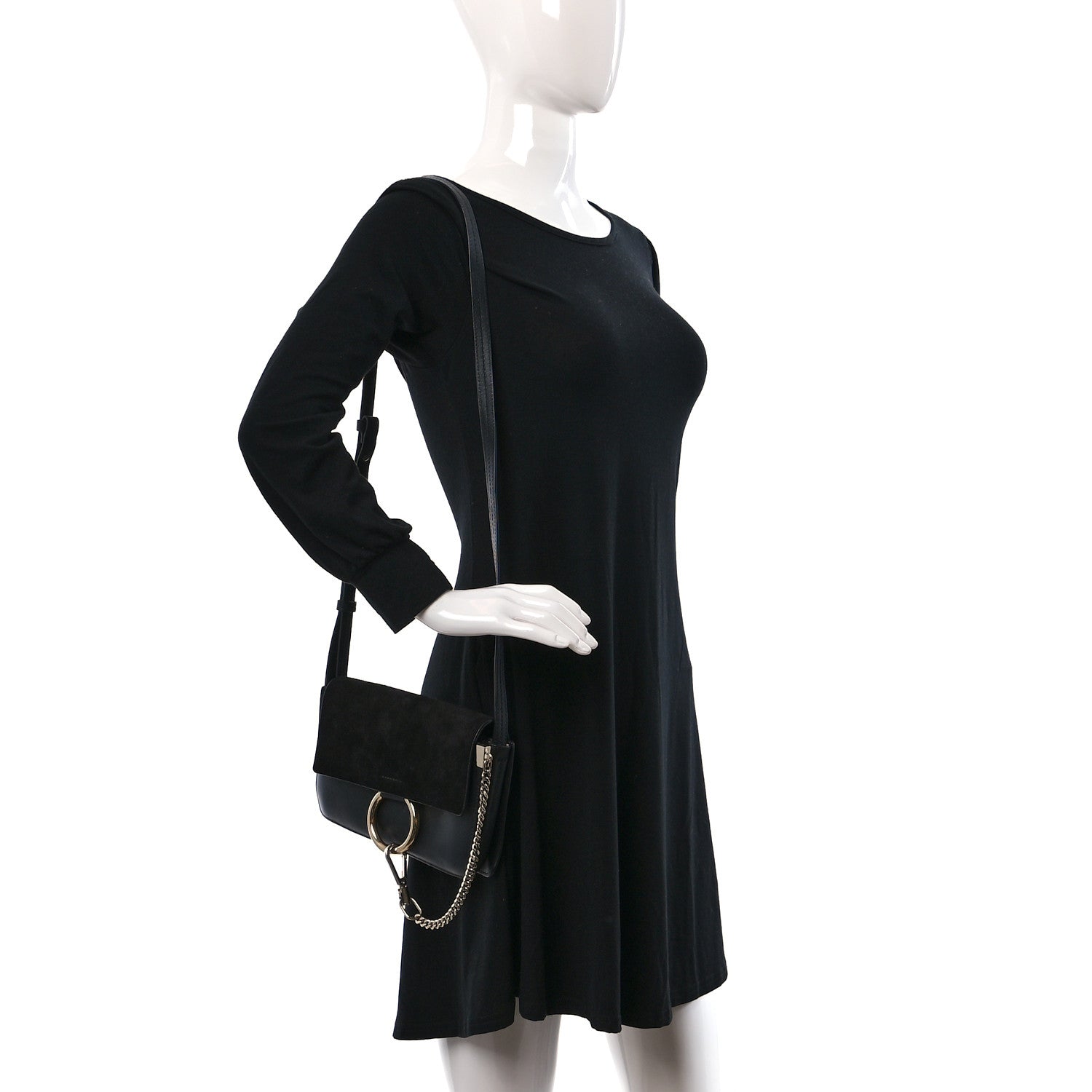 Chloe Suede Calfskin Small Faye Shoulder Bag Black 2 of 9