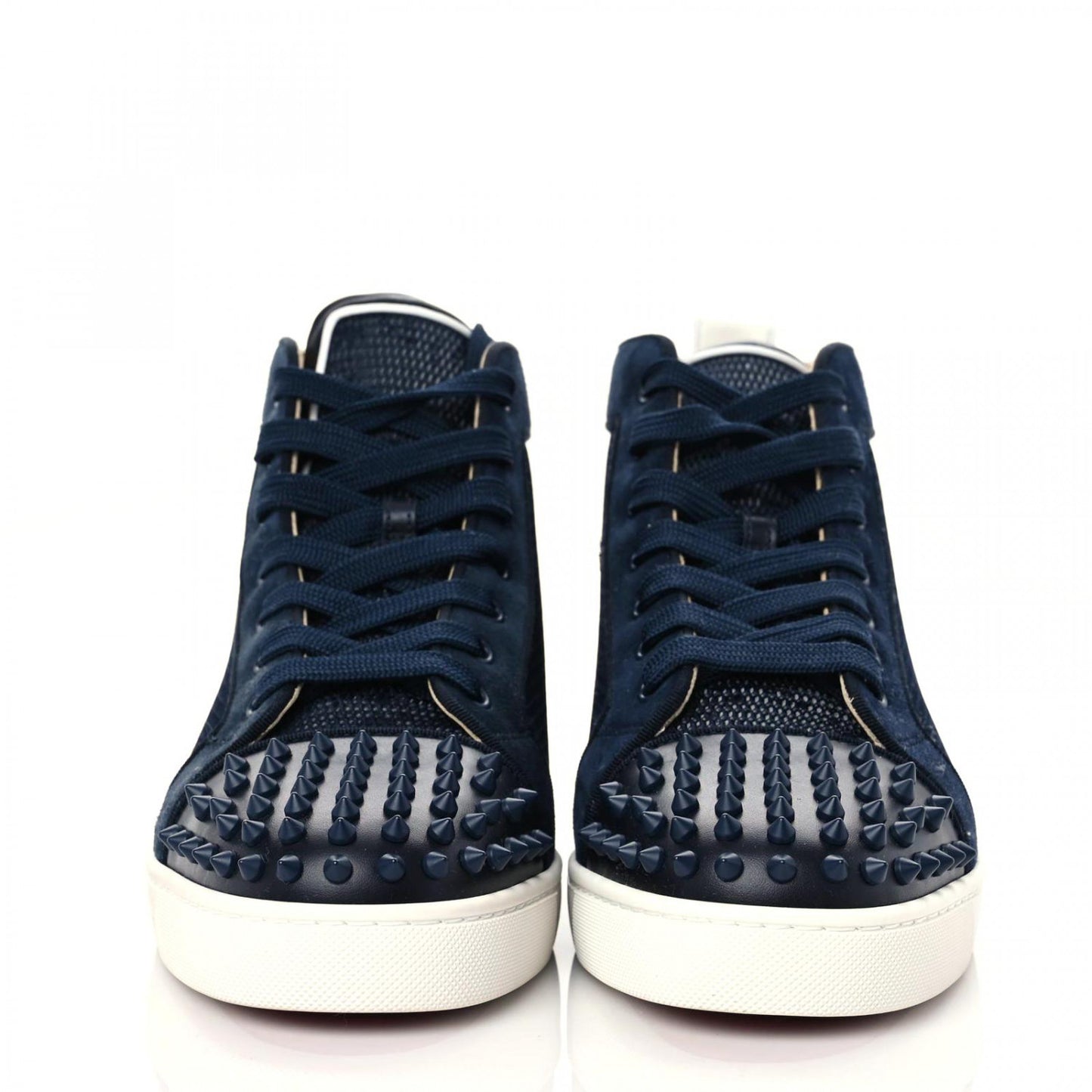 Mesh Suede Lou Spikes Flat Sneakers 43 Navy