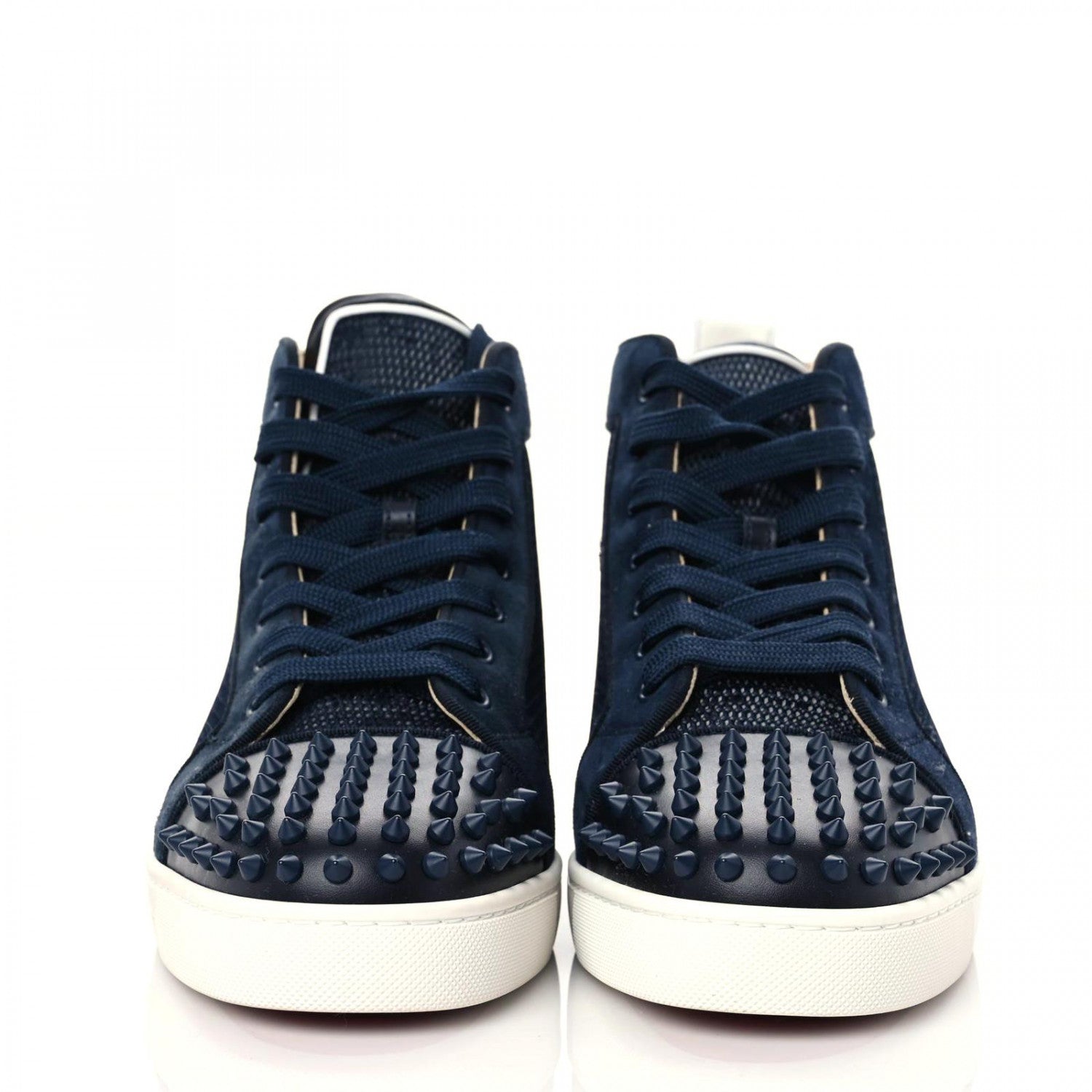 Christian Louboutin Mesh Suede Lou Spikes Flat Sneakers 43 Navy 2 of 12