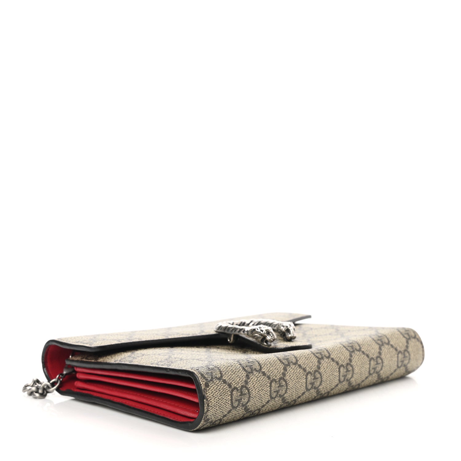 Gucci GG Supreme Monogram Mini Dionysus Chain Wallet Beige Vulcanic Red 4 of 14