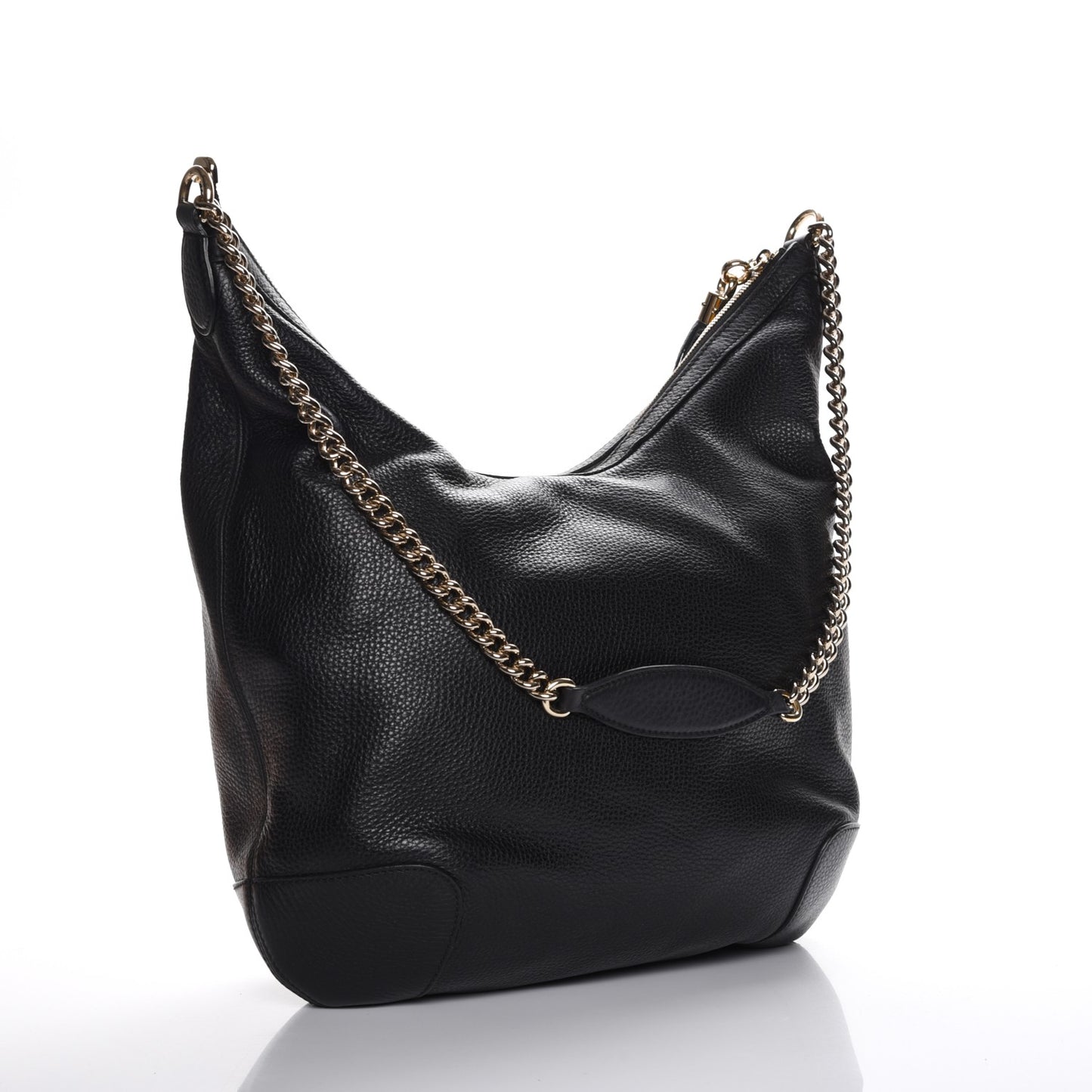 Pebbled Calfskin Medium Soho Chain Hobo Black
