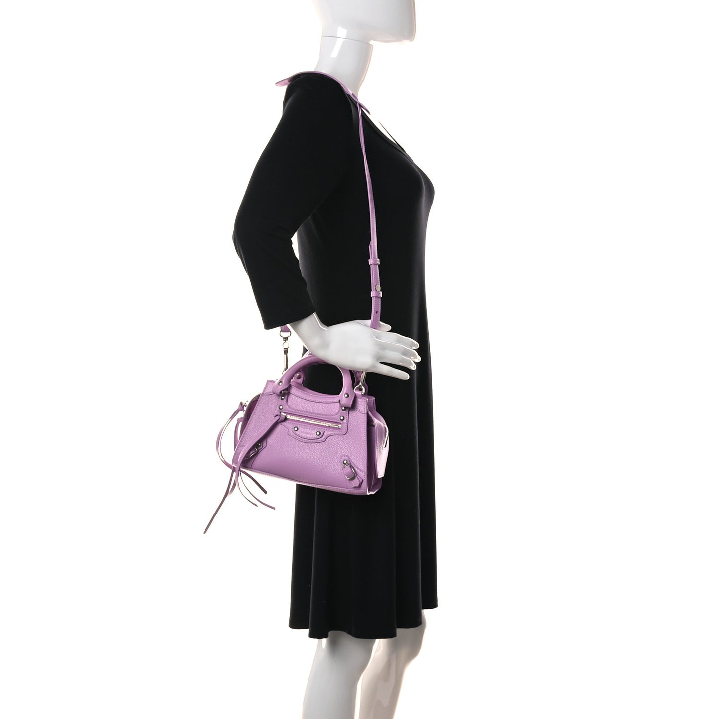 Grained Calfskin Neo Classic Silver Hardware Mini City Lilac