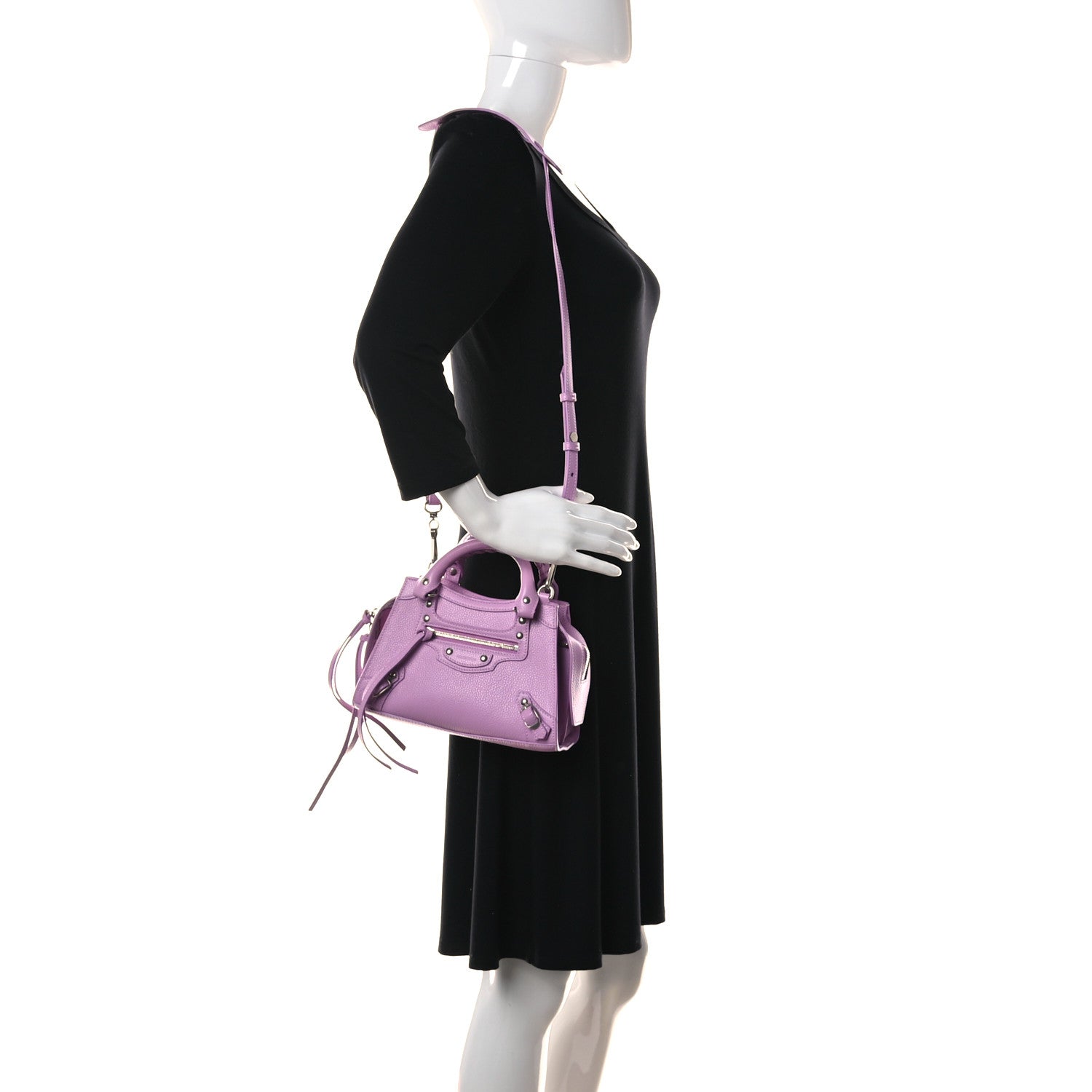 Balenciaga Grained Calfskin Neo Classic Silver Hardware Mini City Lilac 2 of 8