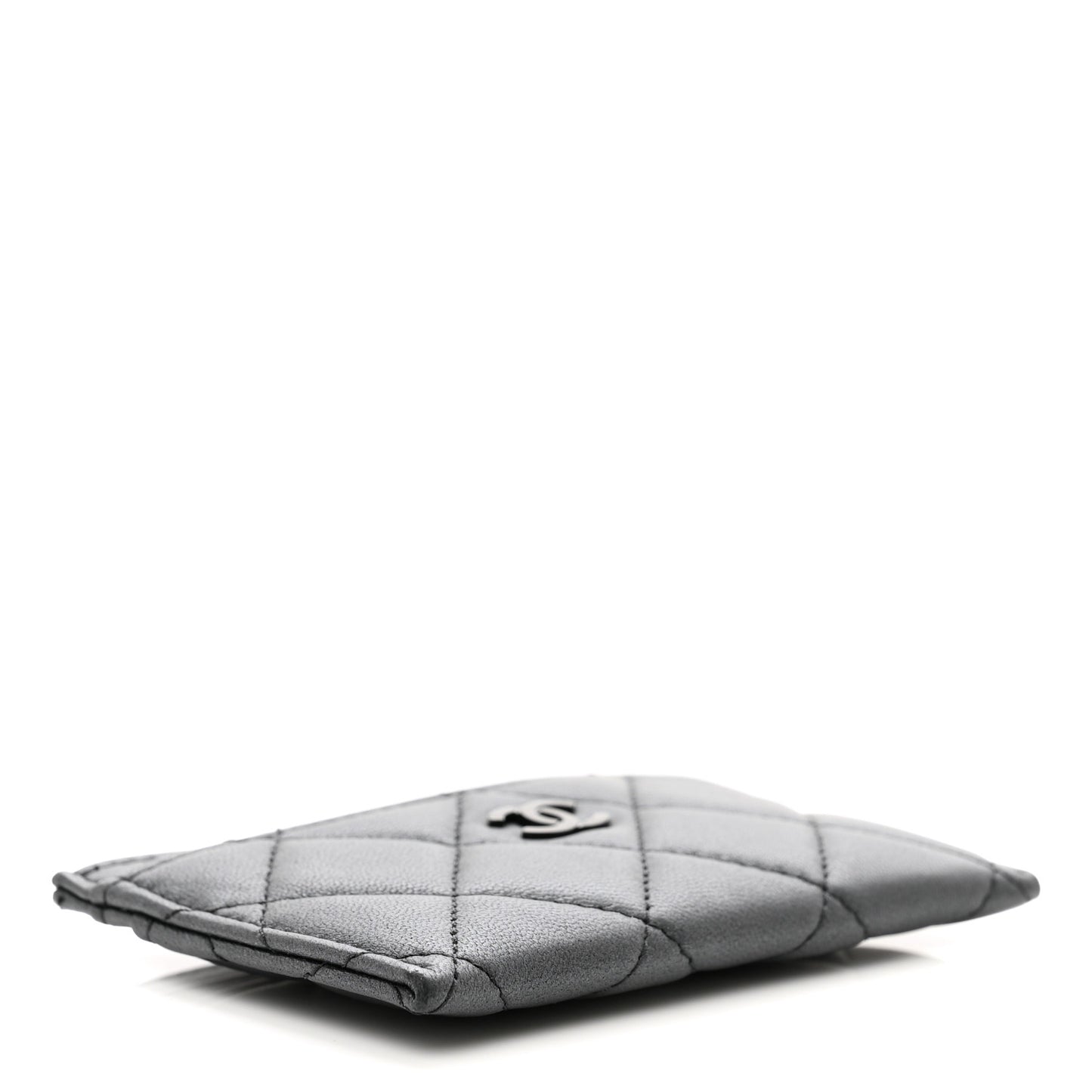 Pearly Lambskin Quilted Card Holder So Black