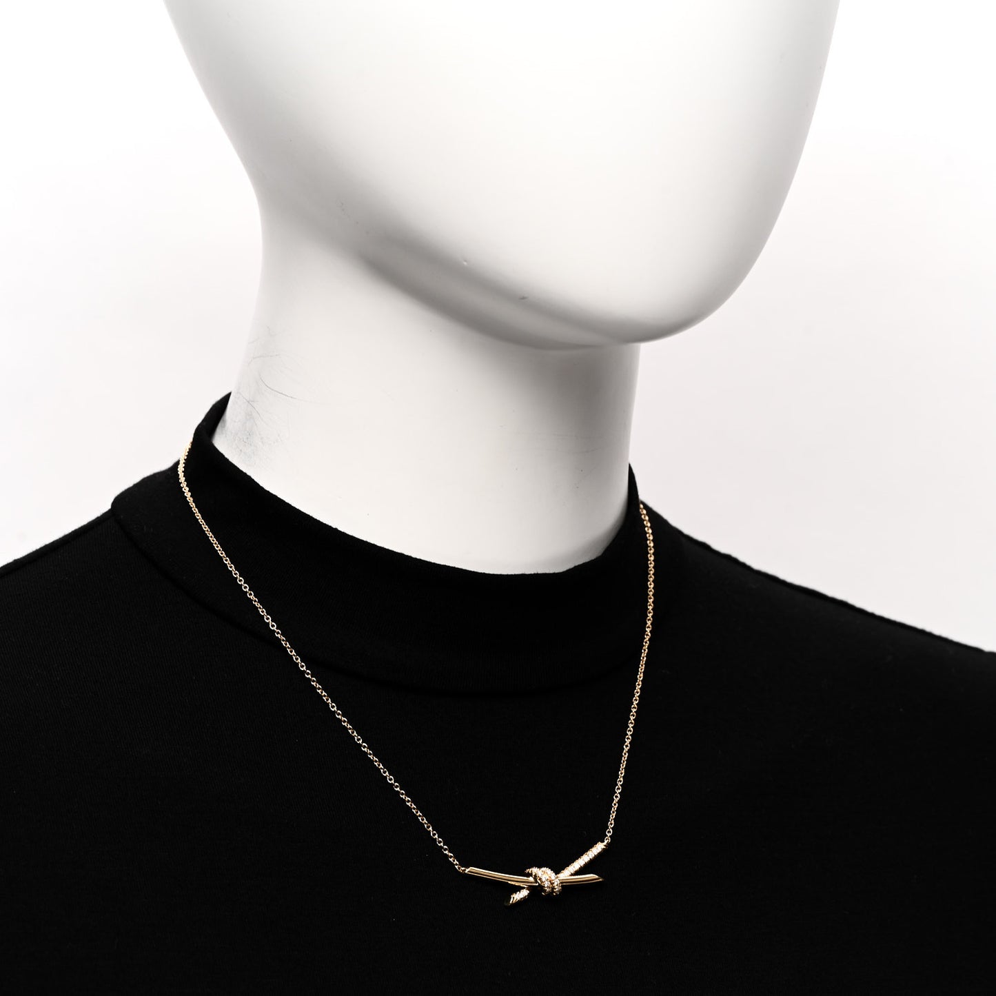 18K Yellow Gold Diamond Knot Necklace
