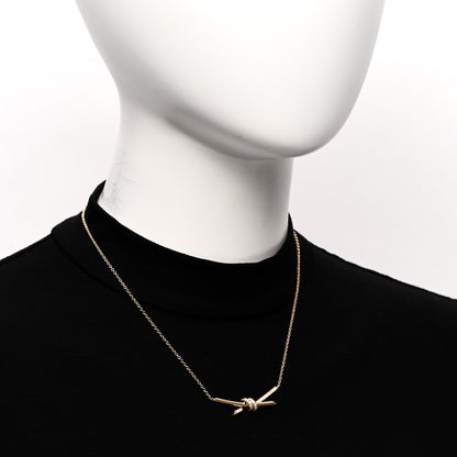 Tiffany 18K Yellow Gold Diamond Knot Necklace 2 of 6