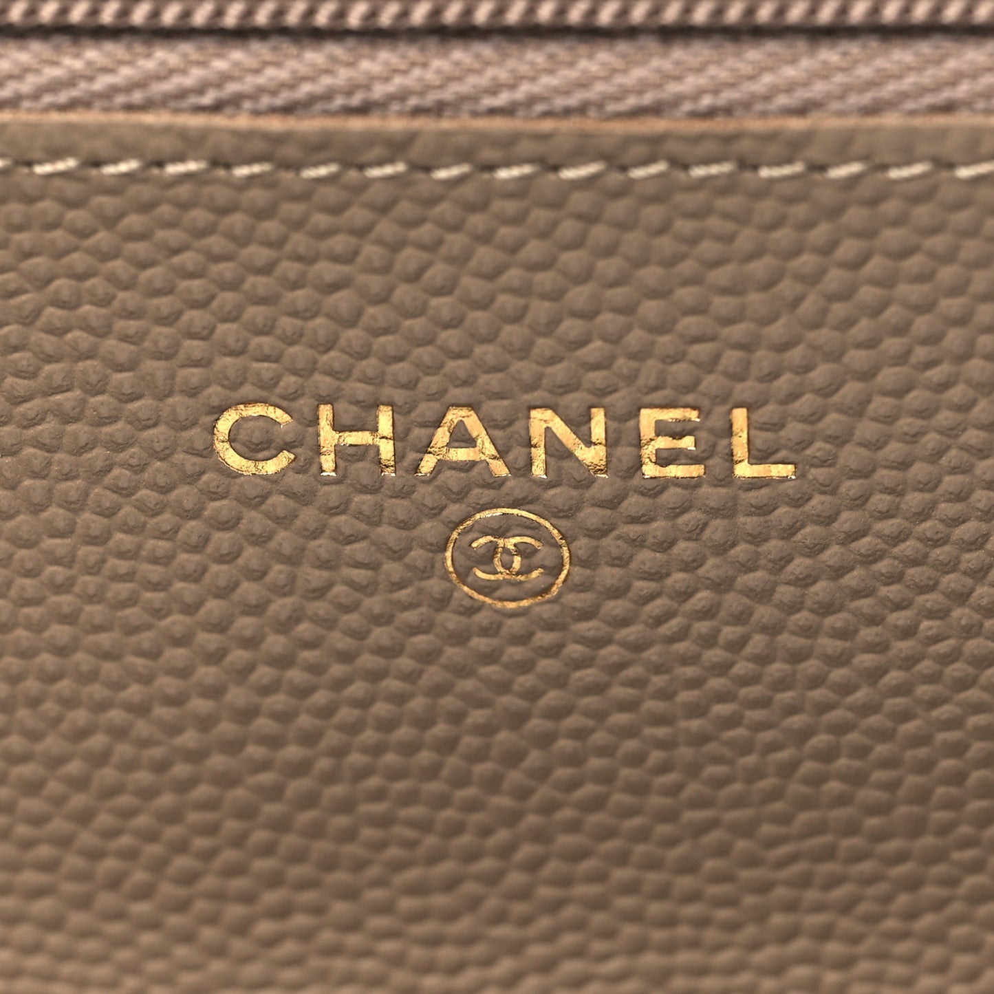 Metallic Caviar Quilted Wallet On Chain WOC Dark Gold