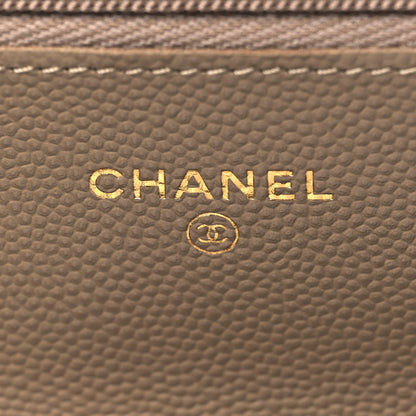Chanel Metallic Caviar Quilted Wallet On Chain WOC Dark Gold 5 of 10