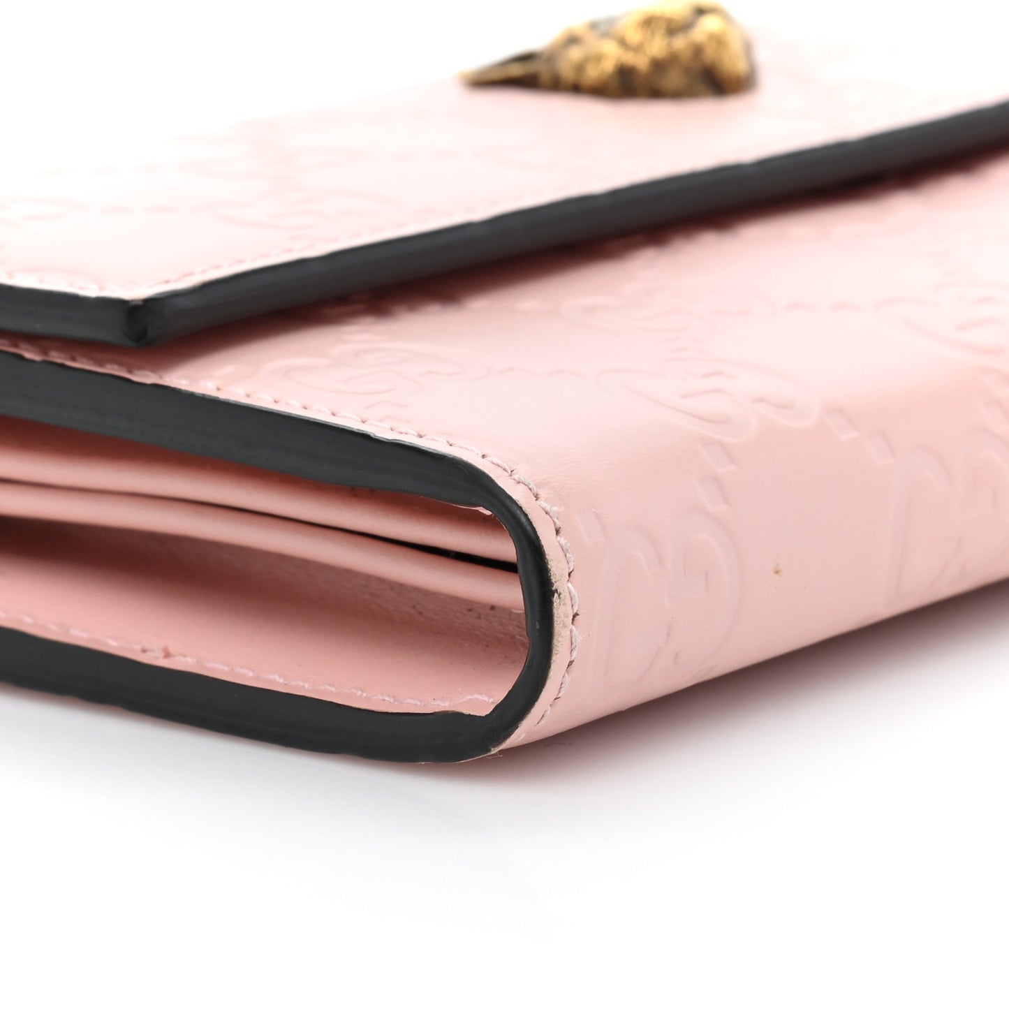 Guccissima Signature Crystal Cat Continental Flap Wallet Light Candy Pink